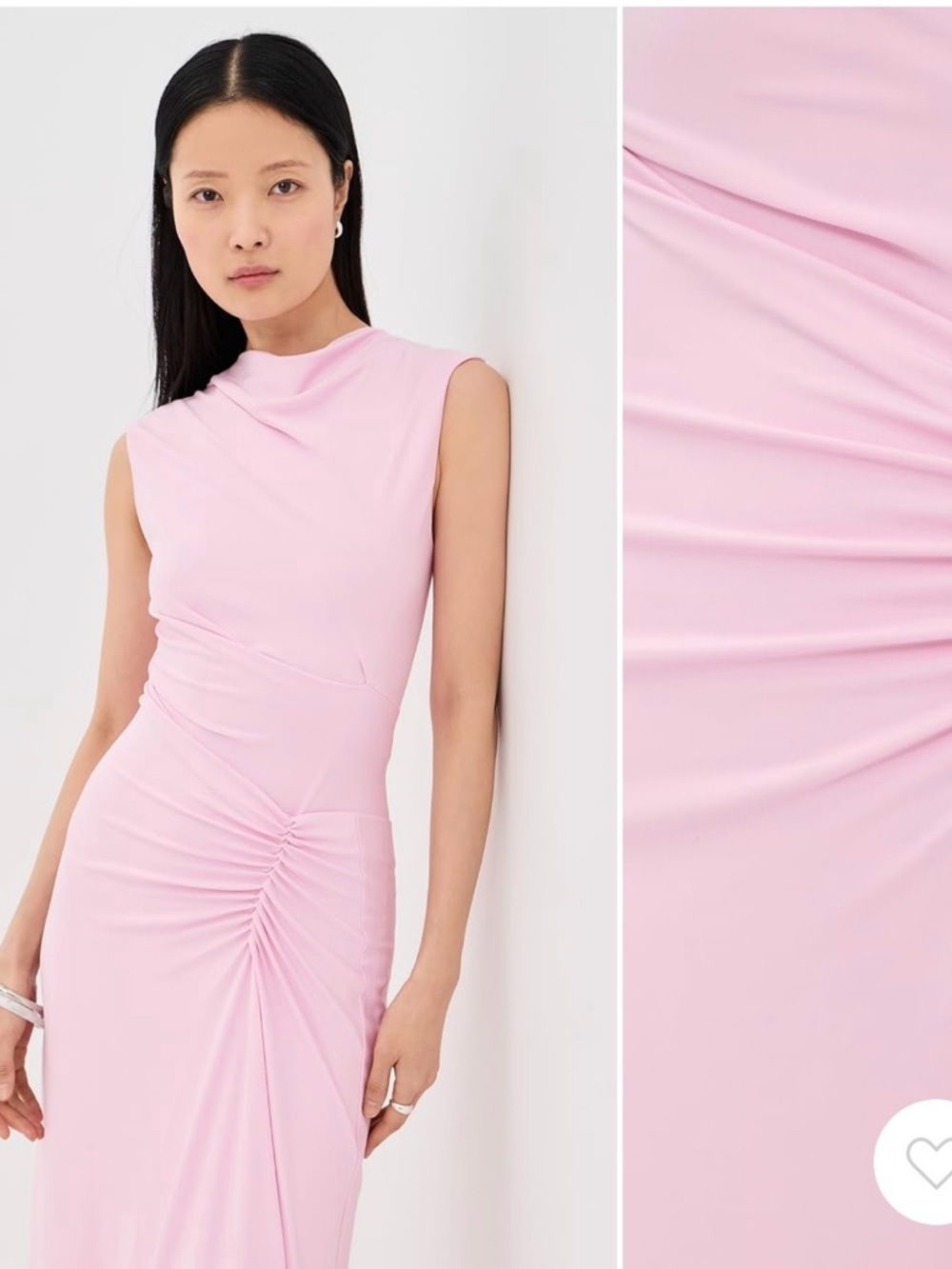 Draped Sleeveless Midi Dress in Soft Pink